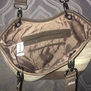 Brown and bage hand bag